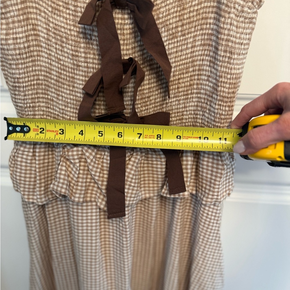 🤎Moon River Gingham Bow Midi Dress, Size M NWT - Picture 7 of 9